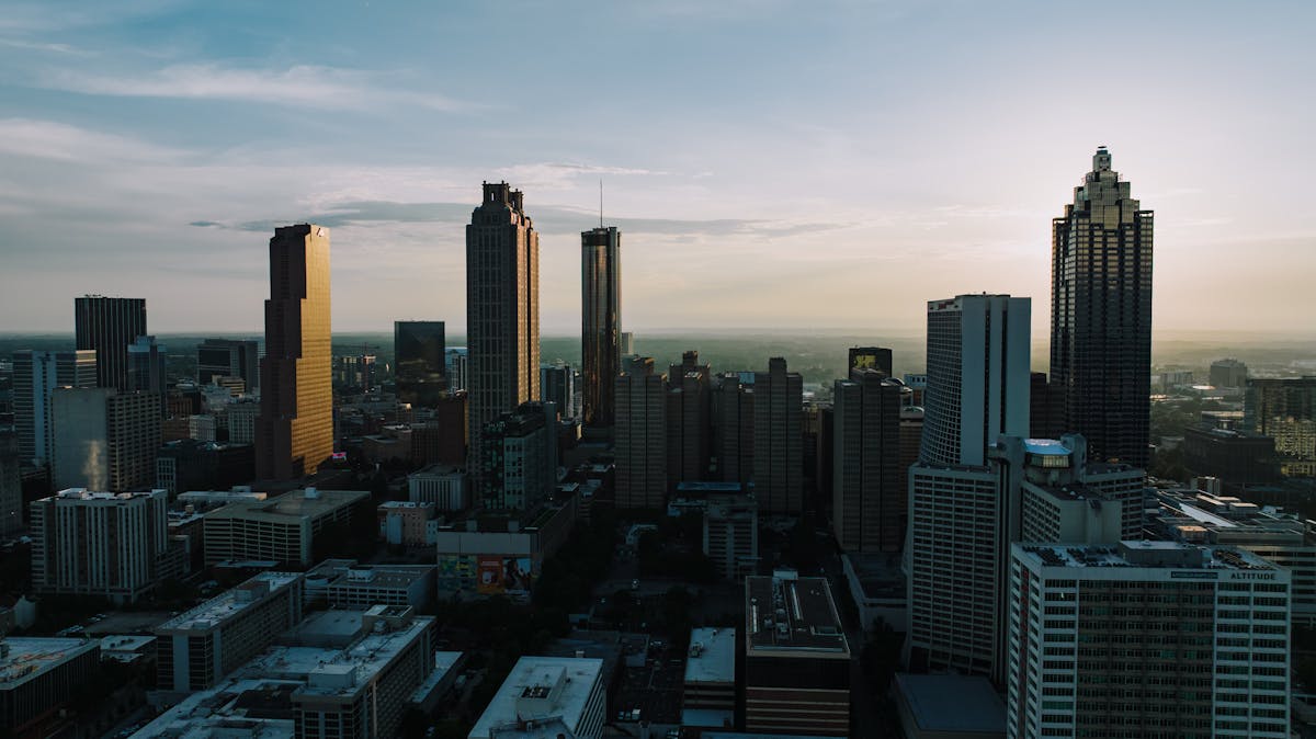 Atlanta skyline at sunset.